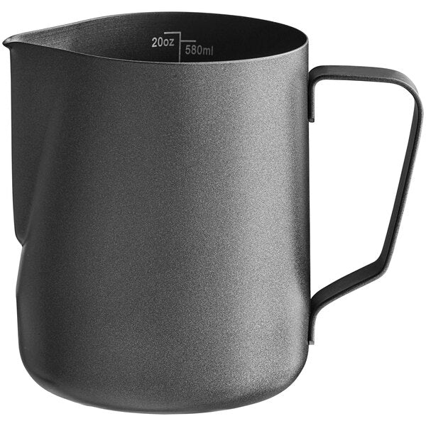 20 oz. Black Frothing Pitcher with Measuring Lines